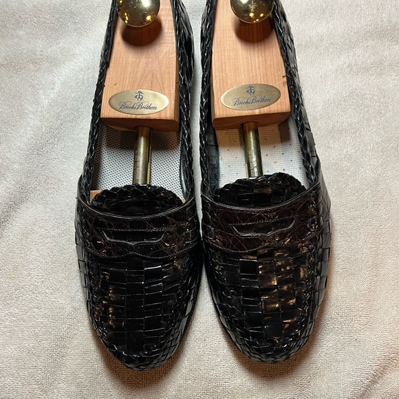 Moreschi Black Woven Leather Loafers